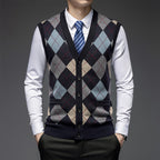 Men's Knitted Wool Vest Cardigan Sleeveless Pocket V-neck Vest