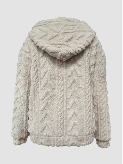 Olid Teddy Bear Textured Hoodie Casual Long Sleeve Kangaroo Pocket Hoodie Sweatshirt