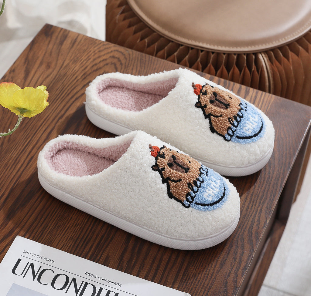Cotton Slippers Women's Home Winter Animal Embroidery Warm