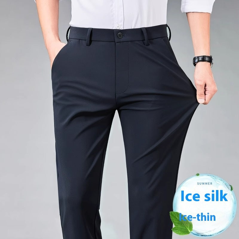 Summer Ice Silk Thin Non-ironing Men's Business Casual Pants