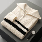 Thickened Zipper Lapel High Collar Loose Sweater