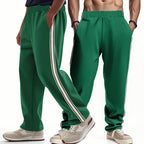 Loose Side Stripes Wide Leg Straight Men's Sports Pants
