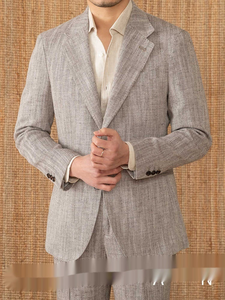 Thin Cotton And Linen Gentry With Half Lining Italian Casual Suit