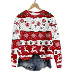 Christmas Cat Hat Snowflake Print Women's Round Neck Sweatshirt