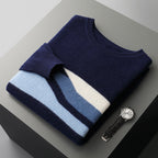 Autumn And Winter Round Neck Woolen Sweater Men's Contrasting Color Jacquard Inner Wear Sweater