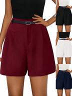 Elastic High Waist Wide Leg Casual Shorts