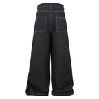 Multi-pocket Pleated Workwear Primary Color Jeans