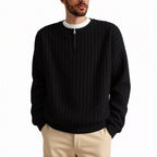 Half Zipper Sweater Loose Pullover Texture Knitted Men