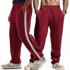 Loose Side Stripes Wide Leg Straight Men's Sports Pants
