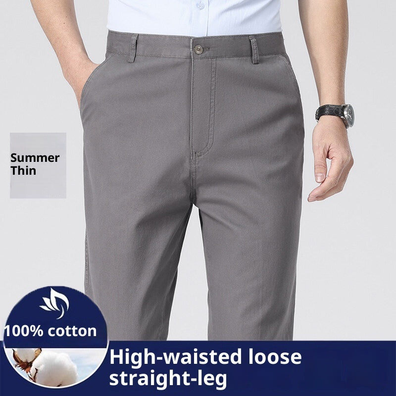 Men's Loose Plus Size Casual Straight-leg Cotton Trousers