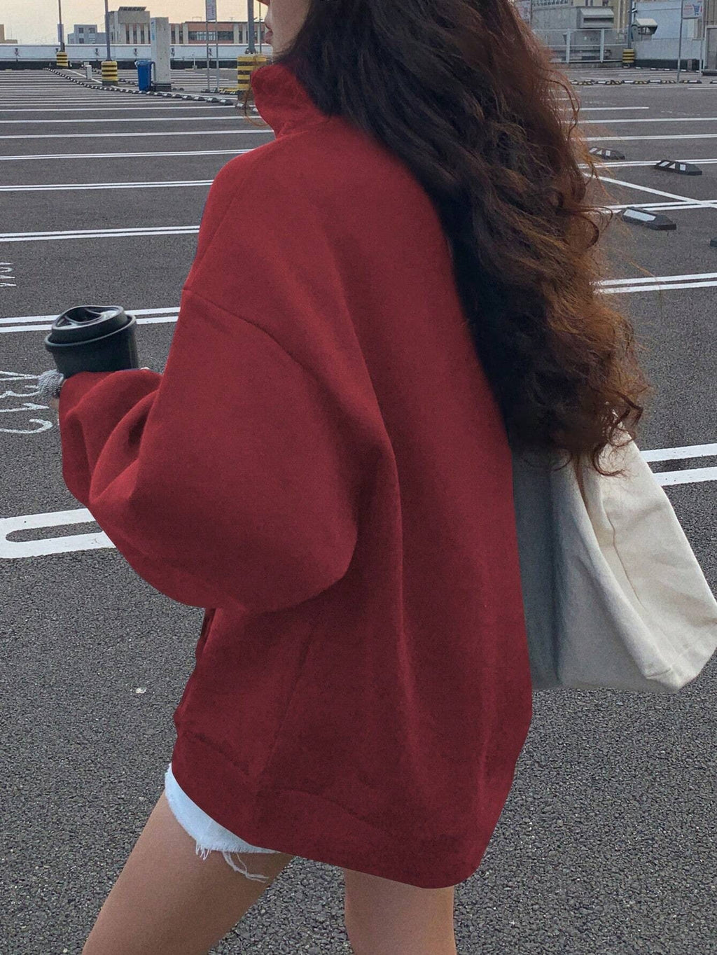 Women's Loose Wool Sports Sweater With A Collar