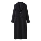 Fashion Simple Two-color Slim Temperament Long Overcoat Outerwear Women