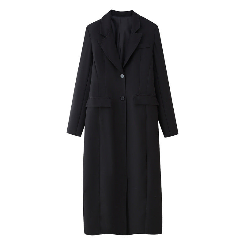 Fashion Simple Two-color Slim Temperament Long Overcoat Outerwear Women
