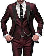 Black Collar Color Blocked Three Piece Set