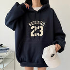 Hooded Embroidery Autumn And Winter Thin Velvet Padded Loose Lazy Style Sweatshirt