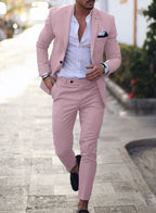 Men's Suit Solid Color Two-piece Suit