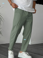 Men's Pure Color Ribbon Pocket Casual Drawstring Trousers