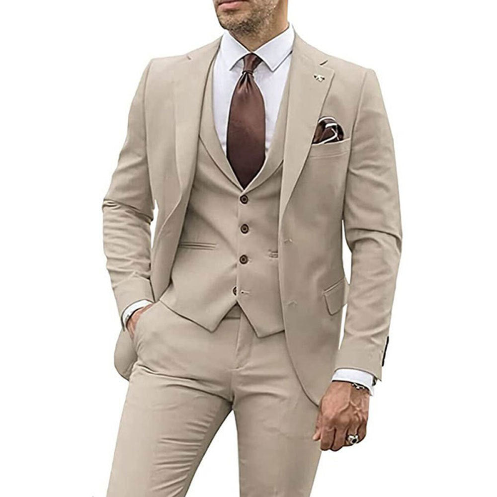 Men's Three-piece Slim-fit Dovetail Groom Dress