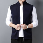 Pure Color Warm Keeping Zipper Knitted Men's Thickened Vest Coat