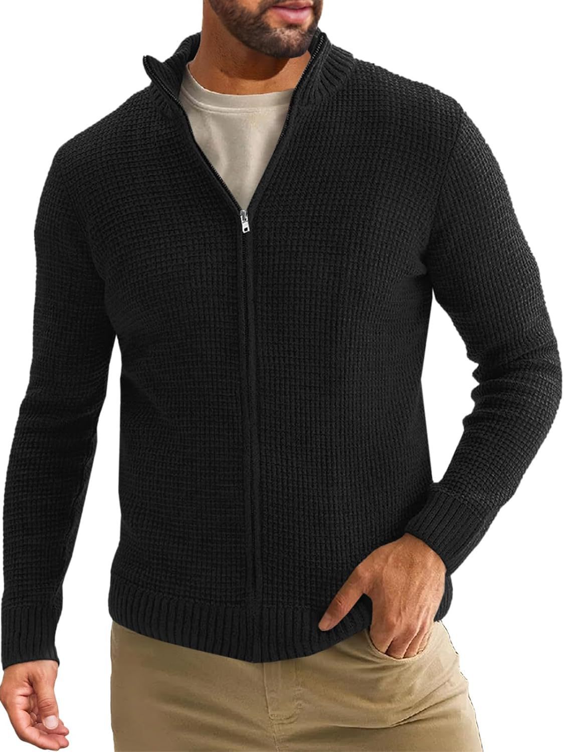 Men's Half-high Collar Cardigan Sweater Coat