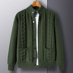 Young And Middle-aged Thick Knit Cardigan Retro Jacquard Loose-fitting Sweater Men's Sweater Coat