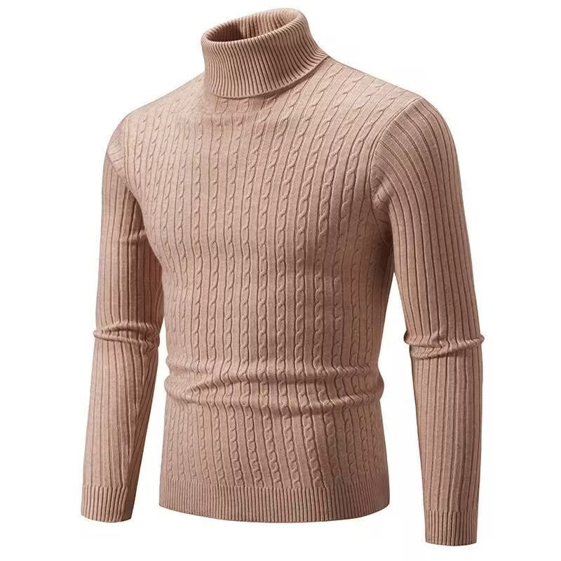 Men's Turtleneck Solid Color Twisted Sweater