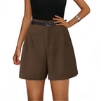 Elastic High Waist Wide Leg Casual Shorts