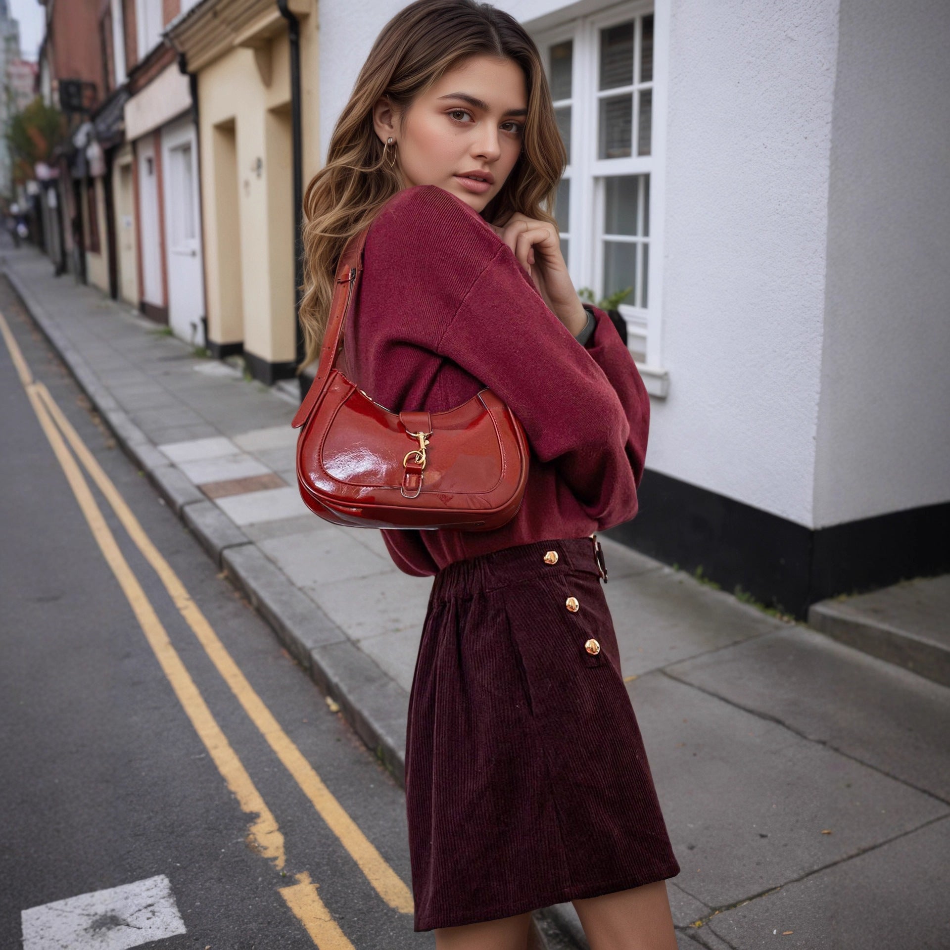 New Slim-fit Metal Buckle Versatile Hip-hugging Midi Skirt