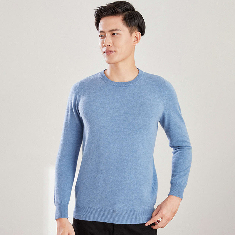Men's Solid Color Round Neck V-neck Wool Sweater Knitted