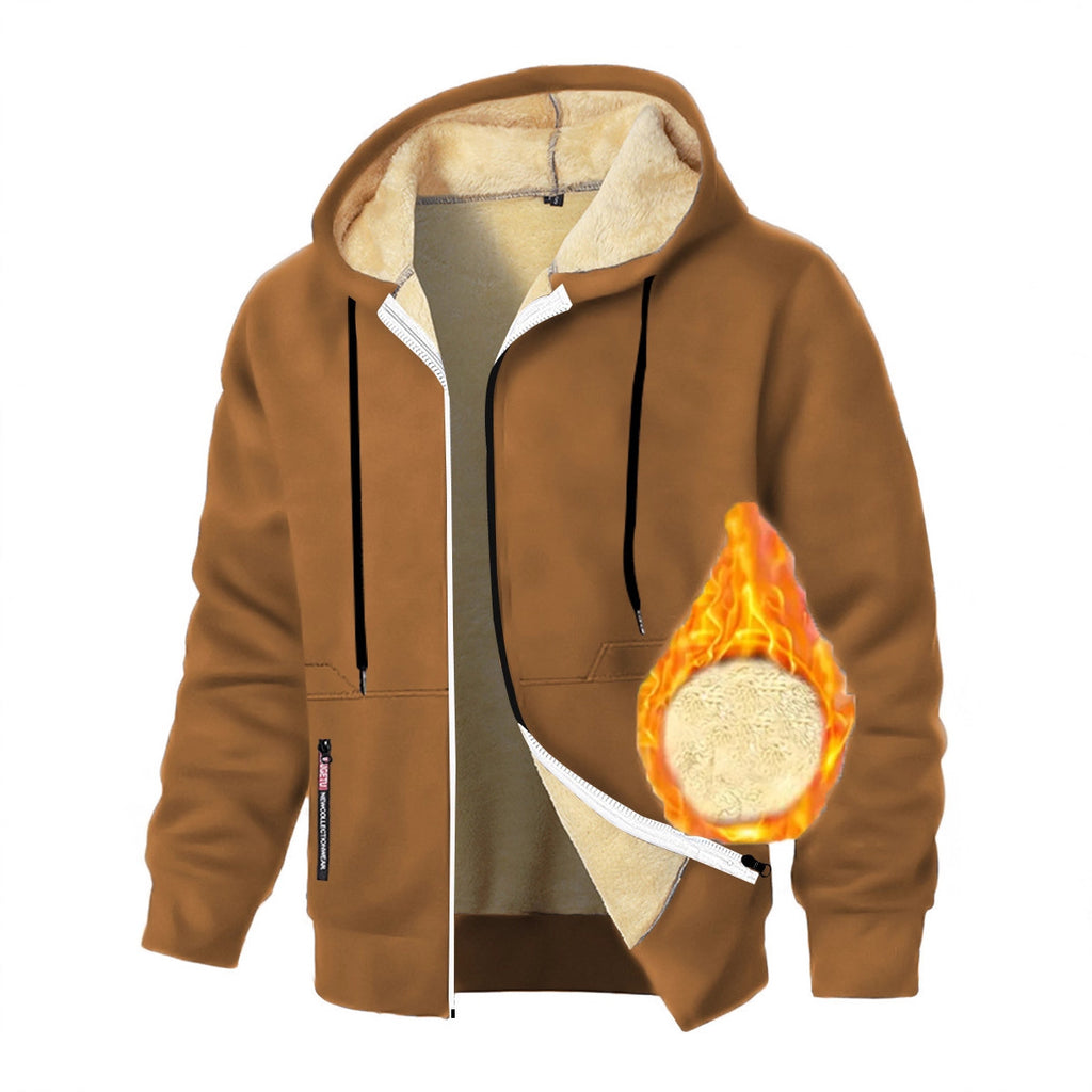 Men's Cashmere Hoodie Thickened Zipper Coat