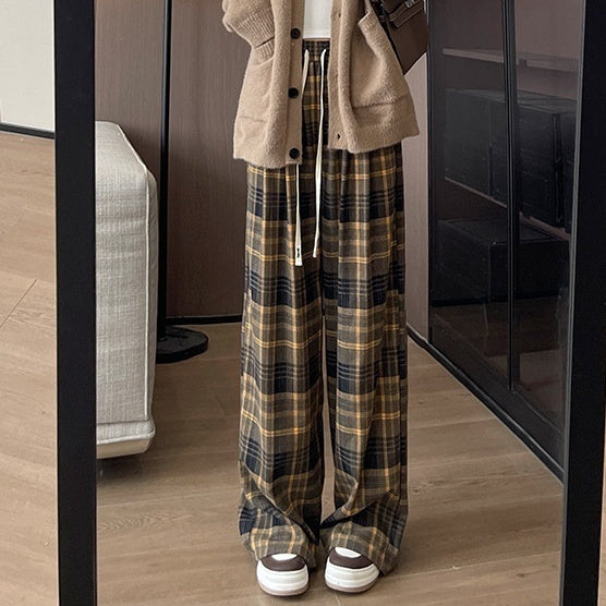 Plaid High Waist Drooping Baggy Pants