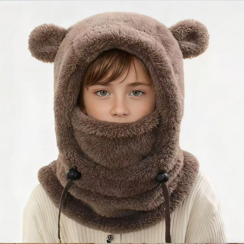Cute Bear Ear Children Outdoor Keep Warm Ear Protection Hoodie Neck Warmer