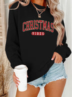 Casual Crew Neck Sweatshirt With Christmas Vibes