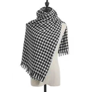 Cashmere Warm Tassel Shawl Thick Houndstooth Scarf