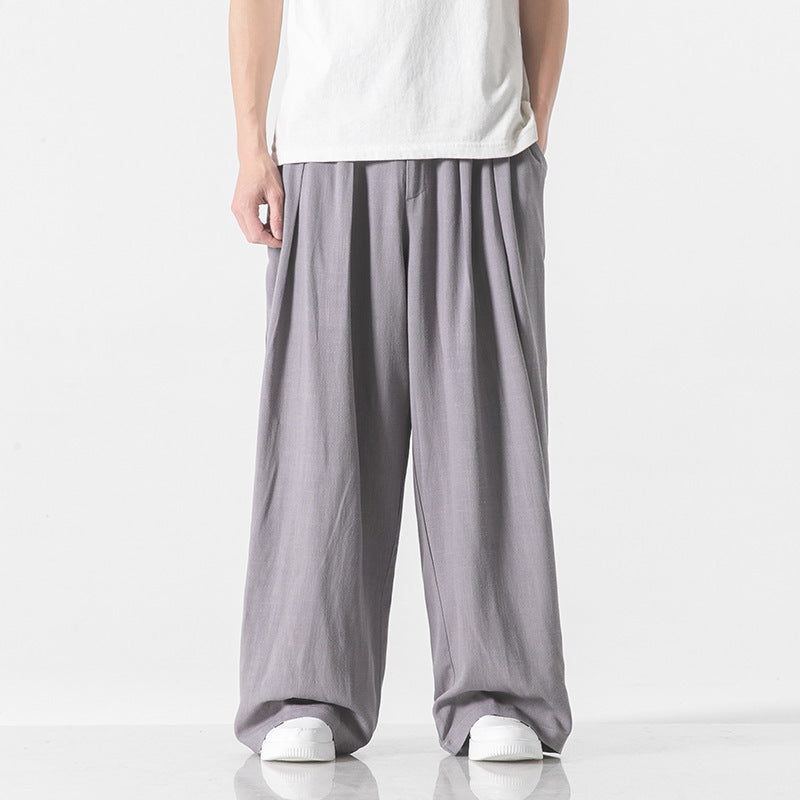 Linen Pants Men's Straight Casual Trousers