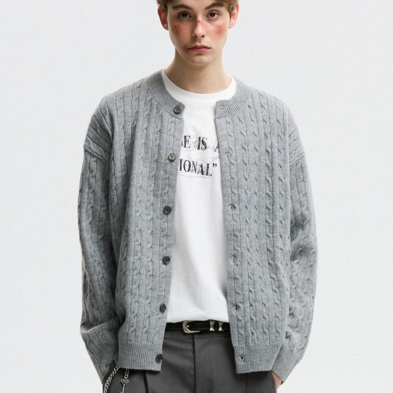 Twisted Solid Color Sweater Cardigan For Men And Women, American Style For Autumn And Winter