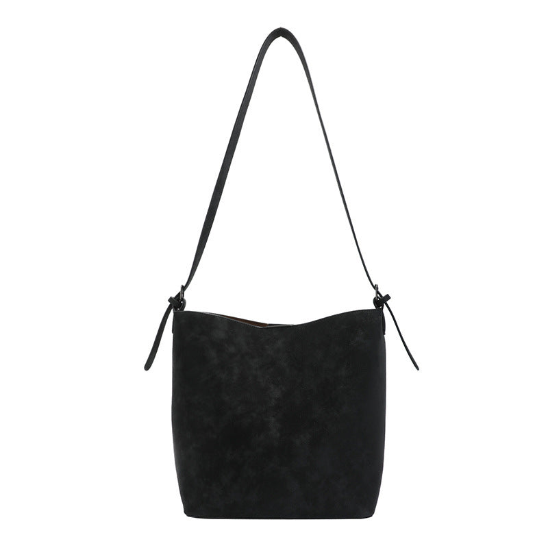Versatile Retro Matte Women's Single-shoulder Large-capacity Bucket Bag