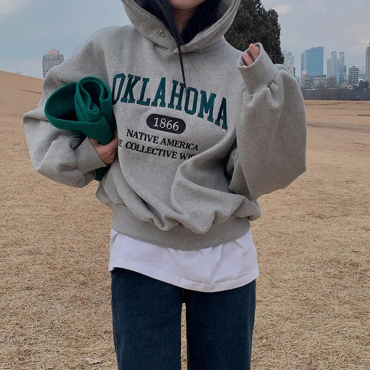 Dongdaemun Special Letter Embroidered Velvet Padded Thickened Sweater