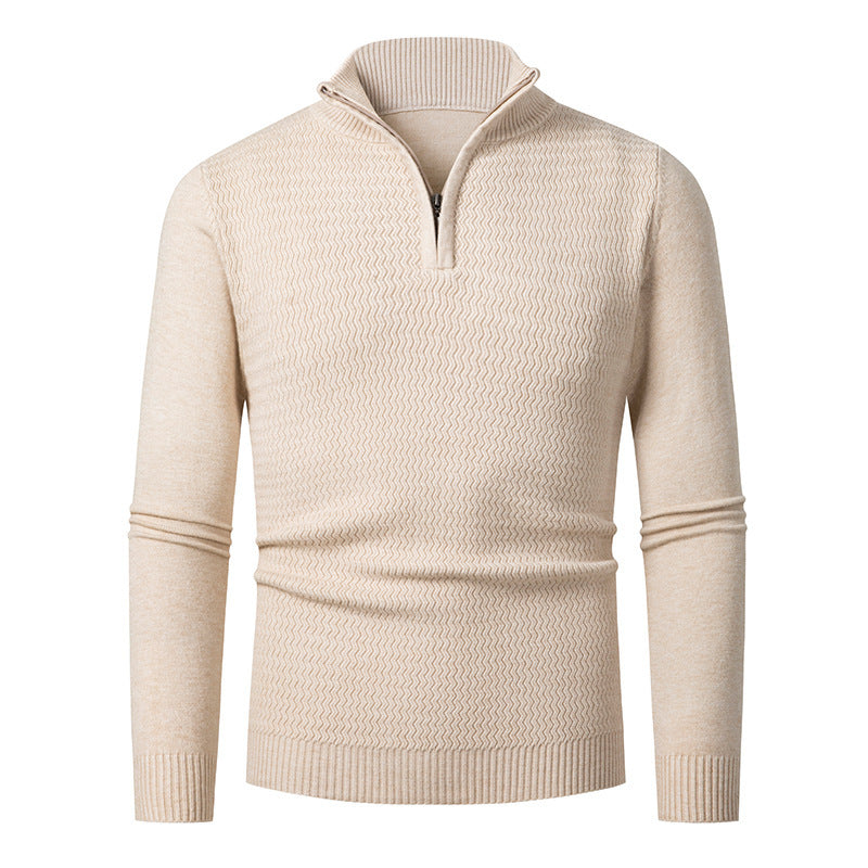 Men's Solid Color Half Zipper Sweater