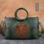 Embossed Retro Contrast Color Elegant Artistic National Style Small Square Bag