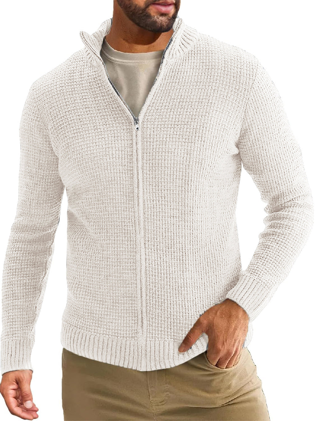 Men's Half-high Collar Cardigan Sweater Coat