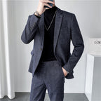 Autumn Men's Plaid Suit Business Casual Two-piece Suit