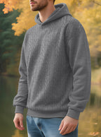 Men's Casual Thick Jacquard Hooded Sweatshirt