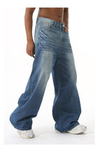 Retro Washed Jeans Loose Straight Wide Leg Pants
