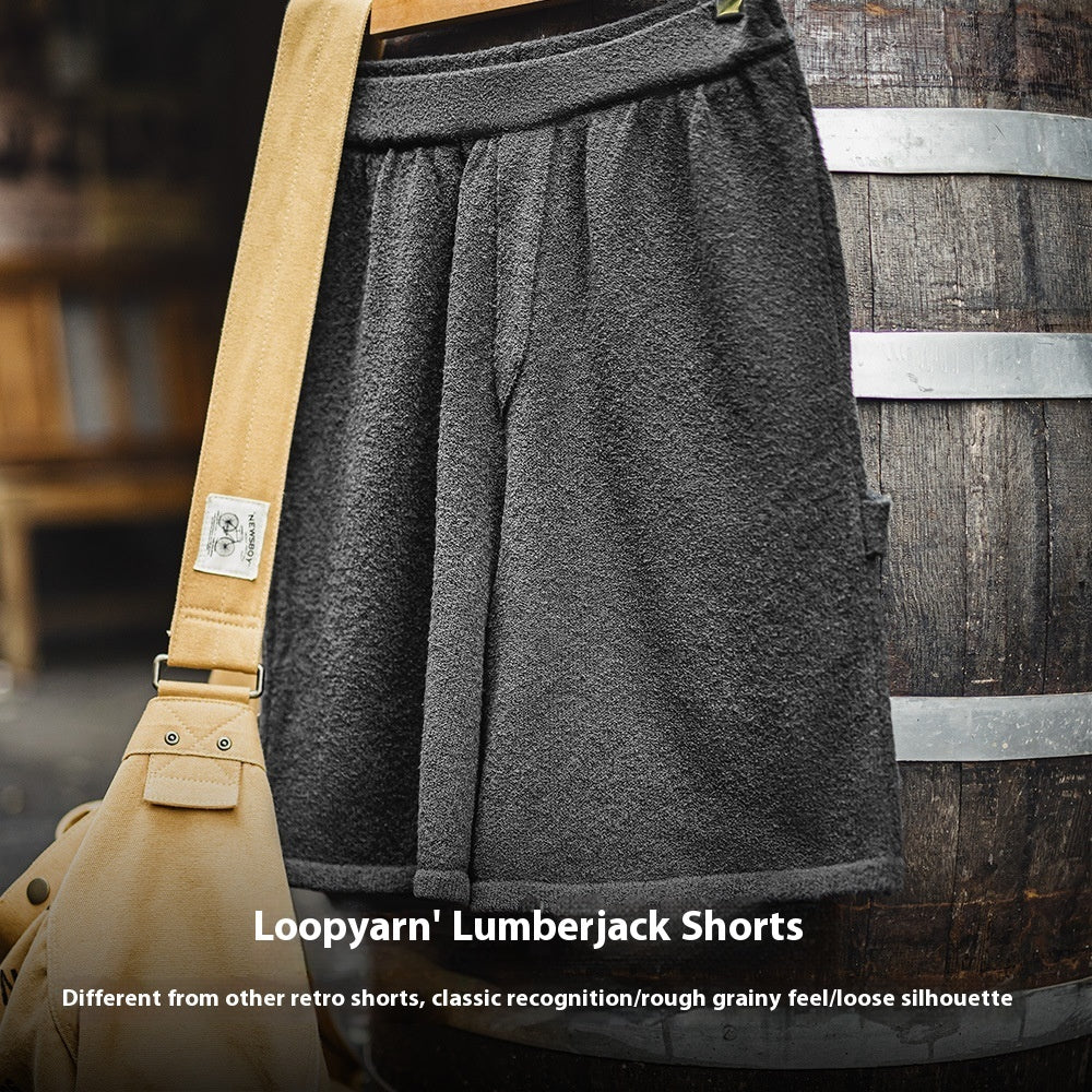 American-style Heavy Gray Loose Profile Straight Breathable Shorts