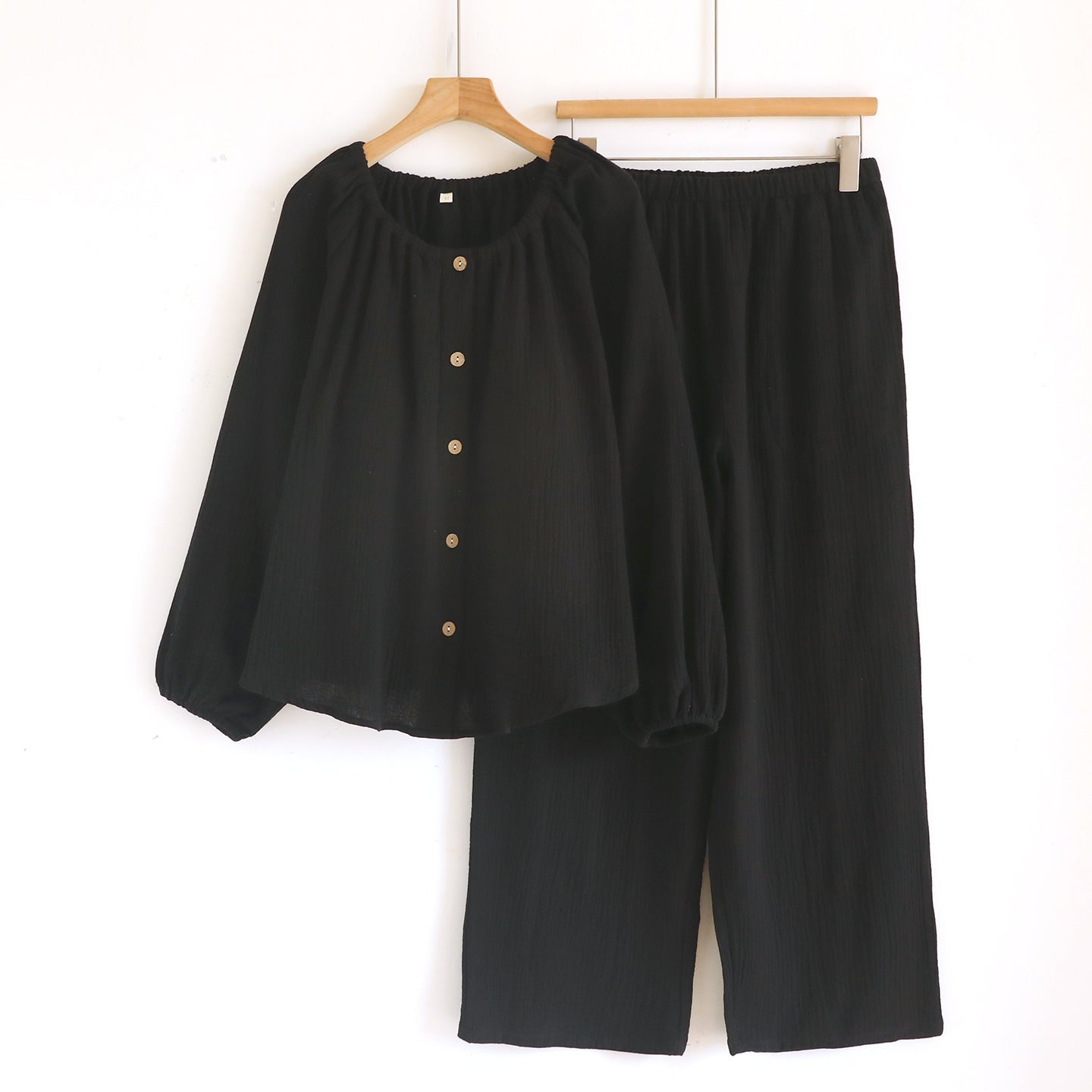 Women's Loose Long-sleeve Long Pants Casual Comfortable Simple Pajama Set