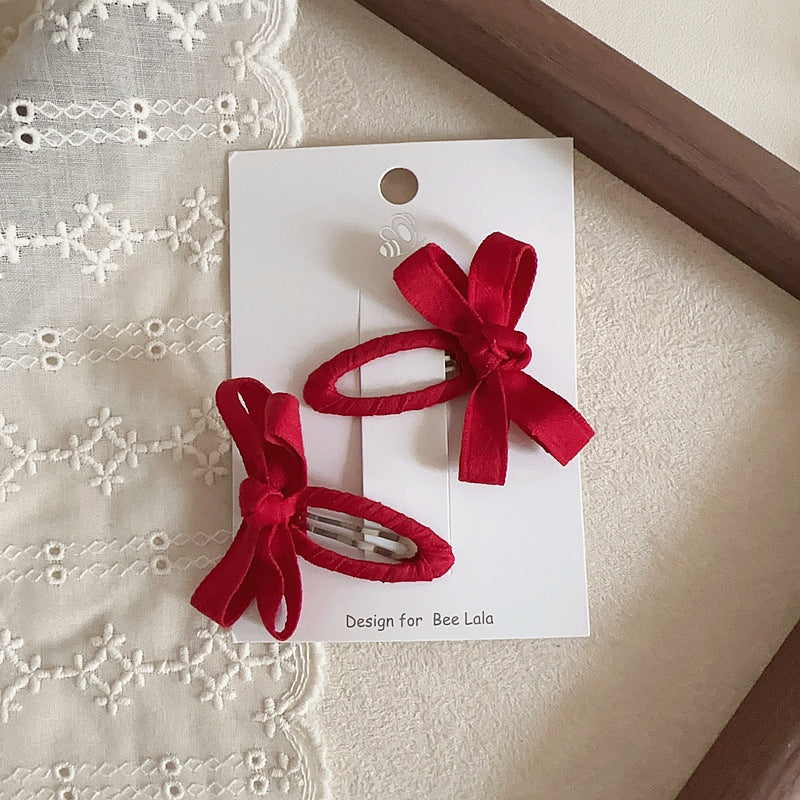 New Autumn And Winter Deciduous Color Series Cotton Tape Bow Hair Accessories