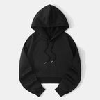 Autumn And Winter Fleece-lined Casual Short Cropped Hooded Sweatshirt