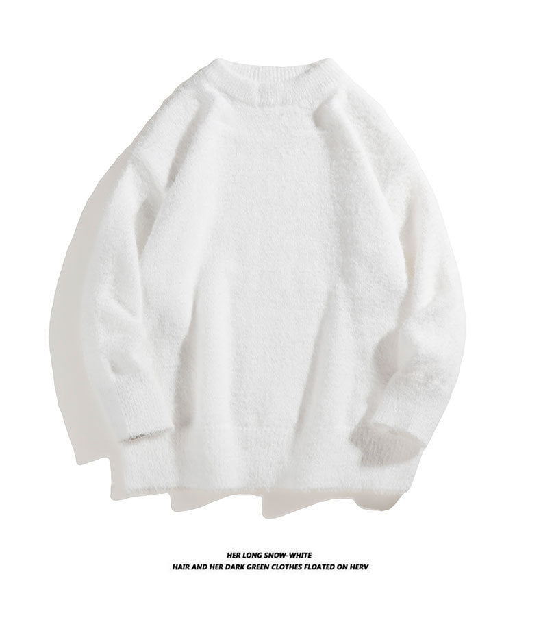 Autumn Solid Color Faux Mink Knit Sweater