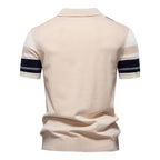 Men's Lapel Short Sleeve Knitted Polo Striped Stitching